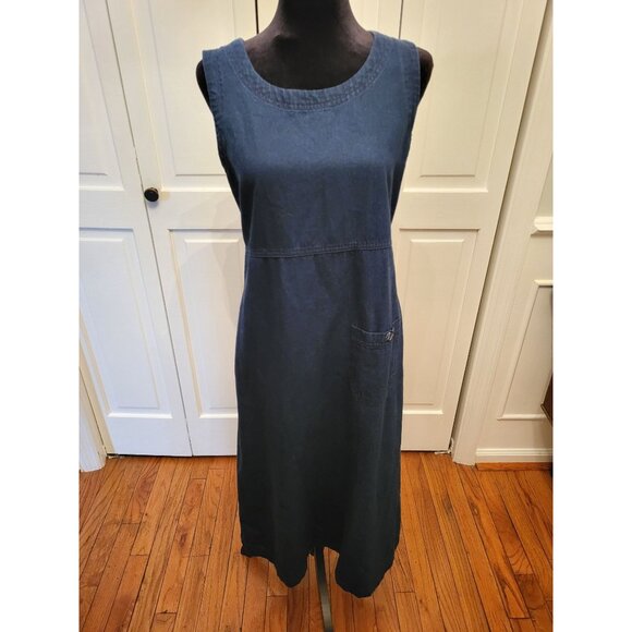 Faded Glory Dresses & Skirts - Vintage 90s Dark Denim Chambray Maxi Dress  Sz M Cottage Western  Boho Grunge